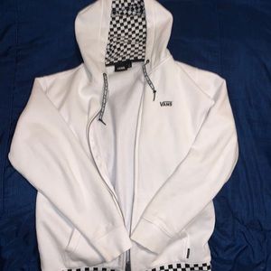 Vans white checkered zip up hoodie (Size S)